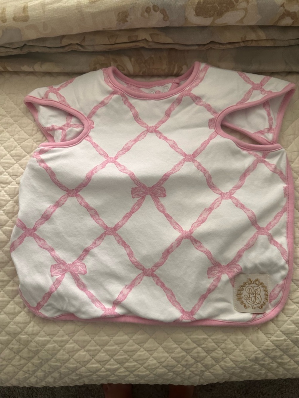 The Beaufort Bonnet Company TBBC Bib Sleeveless Smock with Pink Bow Lattice
